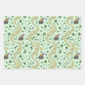 Fun Artsy Irish Shamrock Rainbow Leprechaun Green Inpakpapier Vel (Voorkant)