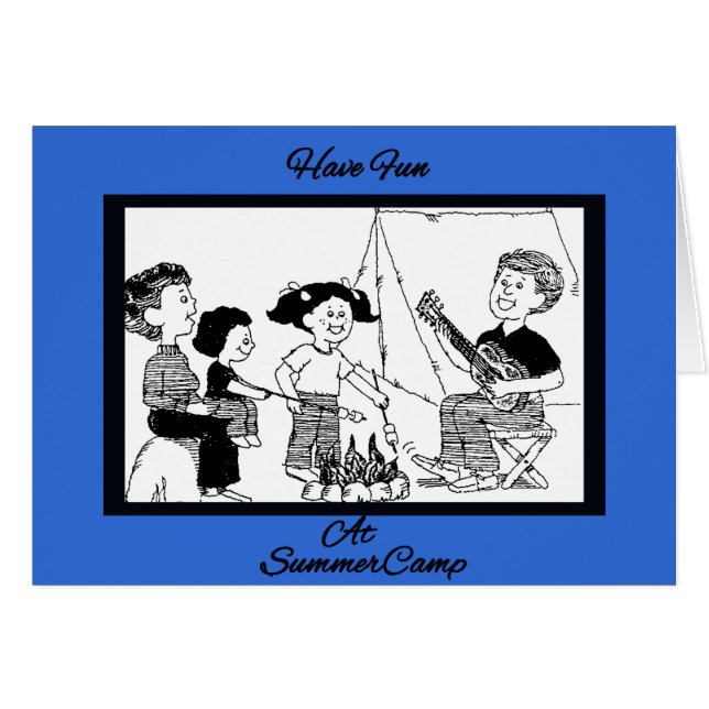 Fun at Summer Camp B&W-tekening (Voorkant Horizontaal)