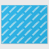 Fun Athletic Azure Blue White BASEBALL Text  Cadeaupapier (Vlak)