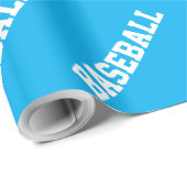 Fun Athletic Azure Blue White BASEBALL Text  Cadeaupapier (Rol Hoek)