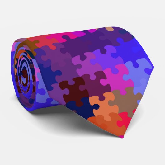 Fun Autism Awareness Puzzle Stropdas (Opgerold)