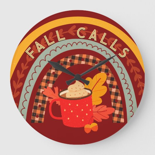 Fun Automne Appels Rainbow Hot Cocos Horloge (Recto)