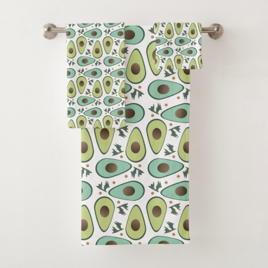 Fun Avocado Half Greenery Pattern Bad Handdoek (Insitu)