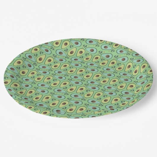 Fun Avocado Half Greenery Pattern Papieren Bordje (Gekanteld)