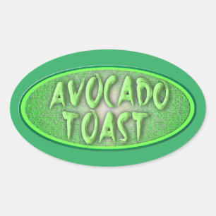 Fun Avocado Toast Love Retro Decal Ovale Sticker