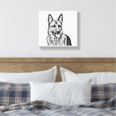 Fun B&W Mosaic German Shepherd Wrapped Canvas Afdruk (Insitu (Slaapkamer))
