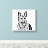 Fun B&W Mosaic German Shepherd Wrapped Canvas Afdruk (Insitu (Houten vloer))