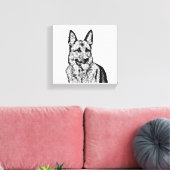 Fun B&W Mosaic German Shepherd Wrapped Canvas Afdruk (Insitu (Woonkamer))