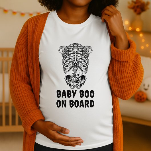 Fun Baby Boo On Board Skeleton Maternity Halloween T-shirt