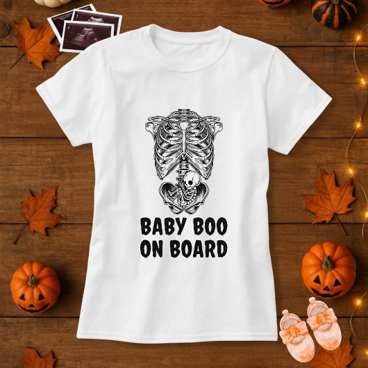 Fun Baby Boo On Board Skeleton Maternity Halloween T-shirt