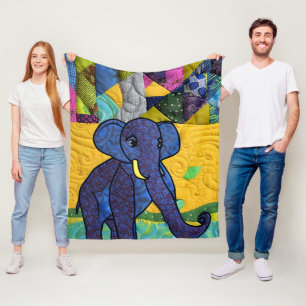 Fun Baby elphant - Quillike design Fleece Deken