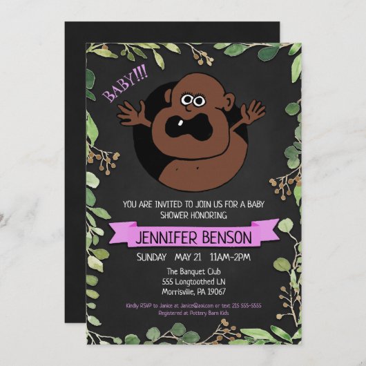 Fun Baby shower Invitation (Devant / Derrière)