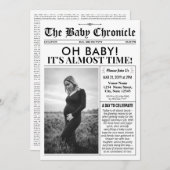 Fun Baby Shower Invitation | Newspaper Baby Invite (Devant / Derrière)