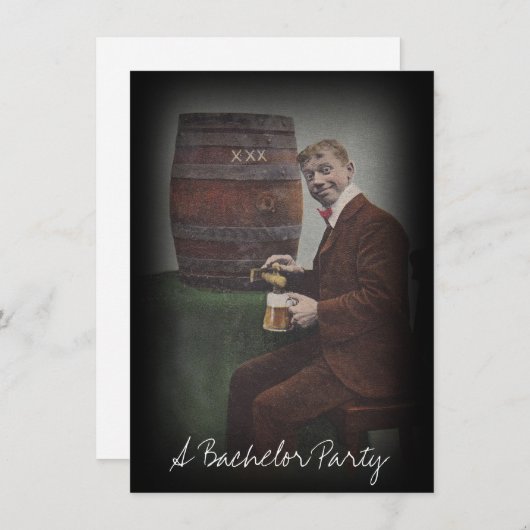Fun Bachelor Party Keg Tap Guy Uitnodiging (Voorkant / Achterkant)