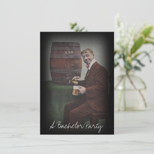 Fun Bachelor Party Keg Tap Guy Uitnodiging (Staand voorkant)