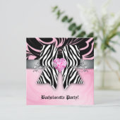 Fun Bachelorette Party Invitation Zebra Bow Rose F (Debout devant)