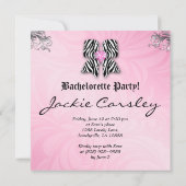 Fun Bachelorette Party Invitation Zebra Bow Rose F (Dos)