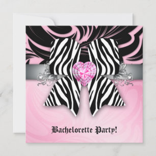Fun Bachelorette Party Invitation Zebra Bow Rose F