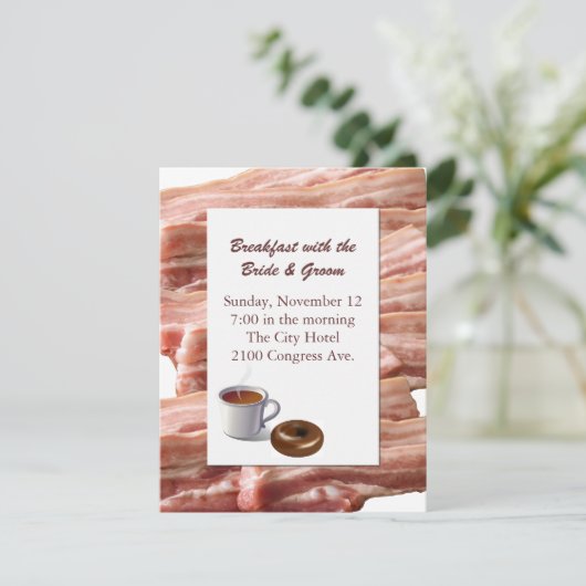 Fun Bacon Mariage Petit déjeuner Invitation (Debout devant)