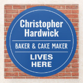 Fun Baker & Cake Maker Wall Plaque STyle Glazen Onderzetter (Voorkant)