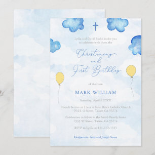 Fun Balloons Christening First Birthday Party Kaart