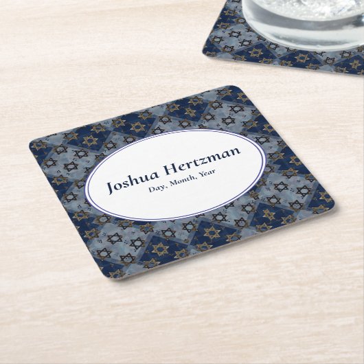 Fun Bar Mitzvah Mazel Tov Vierkante Kartonnen Onderzetter (Schuin)