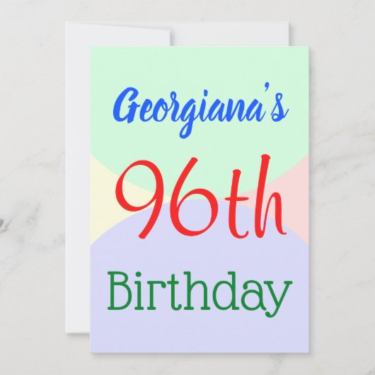 Fun, Basic "96th Birthday", uitnodiging van vrijda (Voorkant)