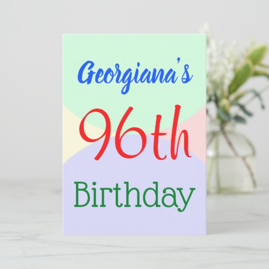 Fun, Basic "96th Birthday", uitnodiging van vrijda (Staand voorkant)