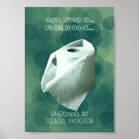 Fun Bathroom Signs, Green Decor, Wall Art Poster (Voorkant)