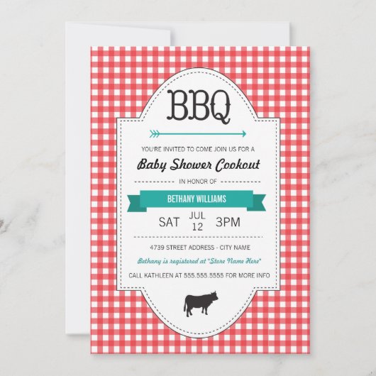 Fun BBQ Baby shower Uitnodigen Kaart (Voorkant)