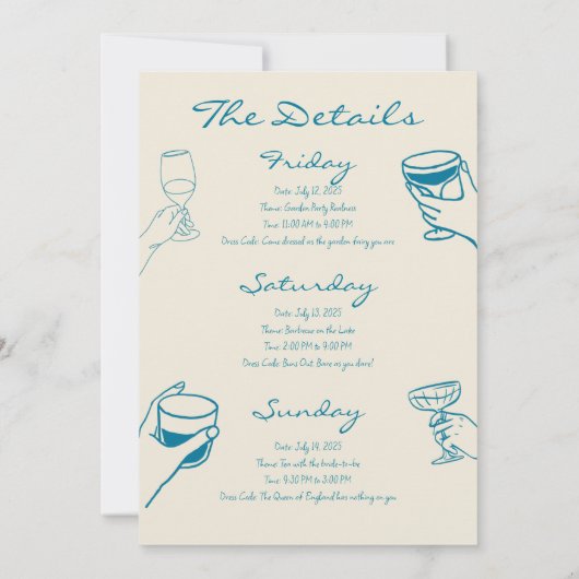 Fun Beach Bachelorette Week-end Invitation (Dos)