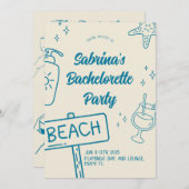 Fun Beach Bachelorette Weekend Uitnodiging (Voorkant / Achterkant)