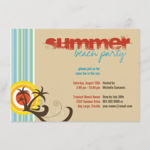 Fun Beach Holiday Palm Trees Invitation des fêtes