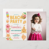 Fun Beach Party Anniversaire Invitation & Décor (Devant / Derrière)