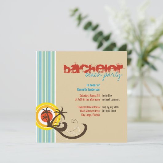 Fun Beach Vacances Bachelor Guys Invitation de fêt (Debout devant)