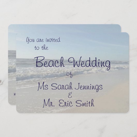 Fun Beach Wedding Invitation (Devant / Derrière)