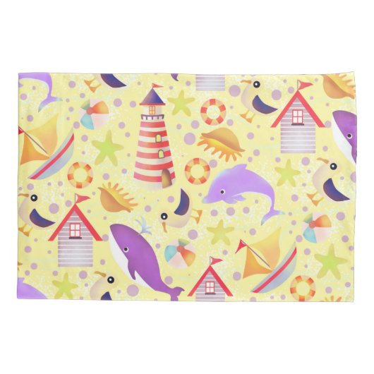 Fun Beach Yellow Kussensloop (Achterkant)