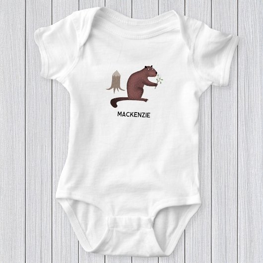 Fun Beaver gepersonaliseerde naam Romper