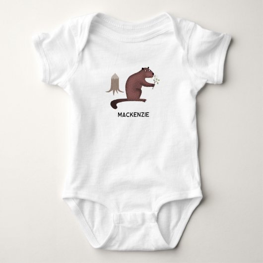 Fun Beaver gepersonaliseerde naam Romper (Voorkant)