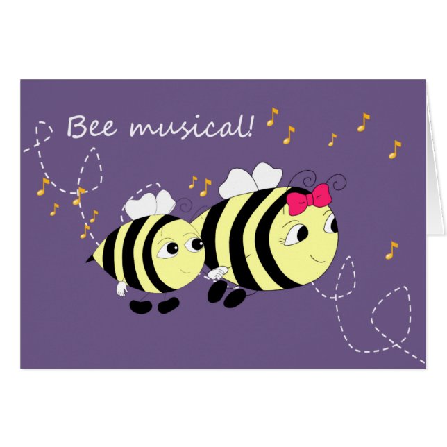 Fun Bee Animal Music Kaart (Voorkant Horizontaal)