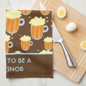 Fun Beer Snob Pattern on Brown and Blue Theedoek (Quarter Fold)