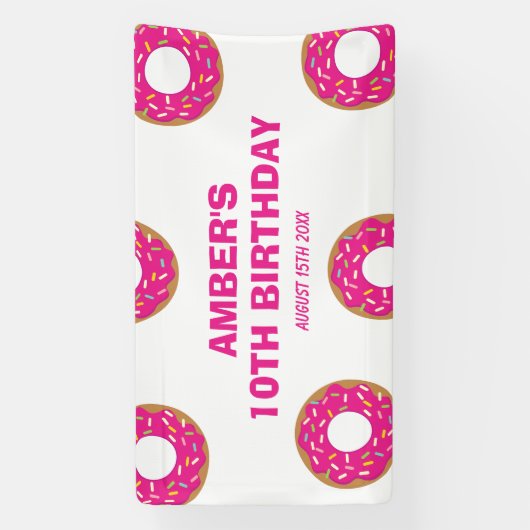 Fun beigne rose fête d'anniversaire bannière d'acc (Verticale)