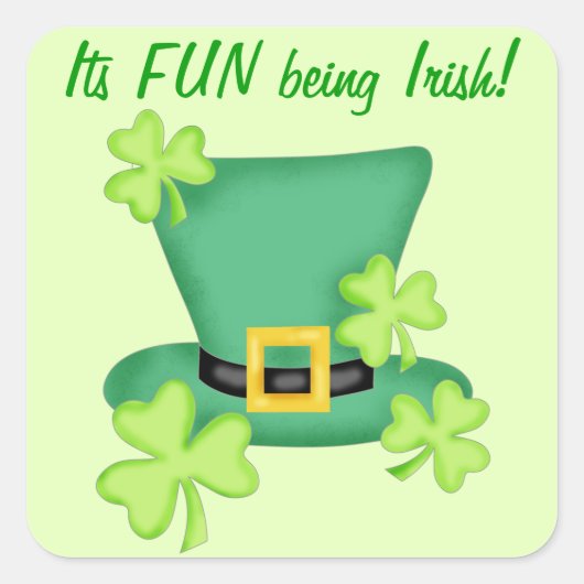Fun Being Irish St. Patrick's Shamrock Custom Vierkante Sticker (Voorkant)