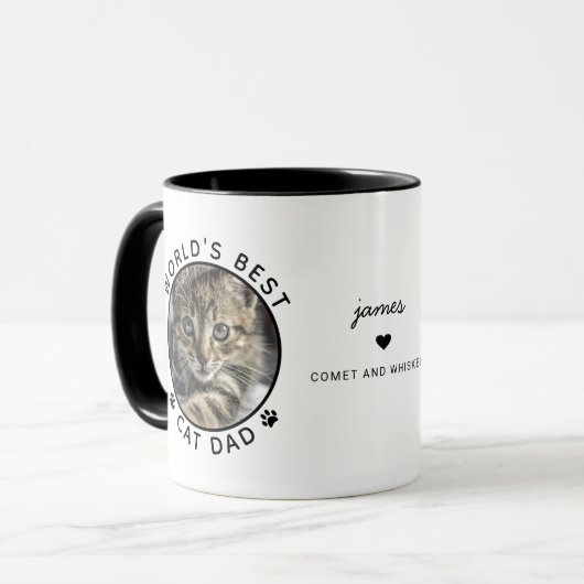 Fun Best Cat Dad Two Foto Modern Typografie Mok (Voorkant links)