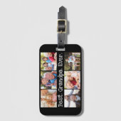 Fun Best Grandpa Ever 6 Photo Collage Bagagelabel (Voorkant (verticaal))