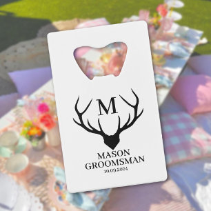 Fun Best Man Deer Horn Monogram Groomsman Mariage