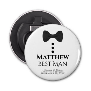 Fun Best Man Wedding Favor Black Bow Stropdas Tuxe Button Flesopener