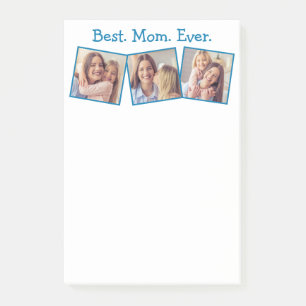 Fun Beste Mam ooit 4 Foto Collage Blue Blocnote Post-it® Notes
