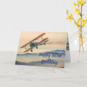 Fun-bi-Plane van één model 80e verjaardag Kaart (Gele Bloem)