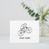 Fun Bicyclist Design with "Pedal Power" text Briefkaart (Staand voorkant)
